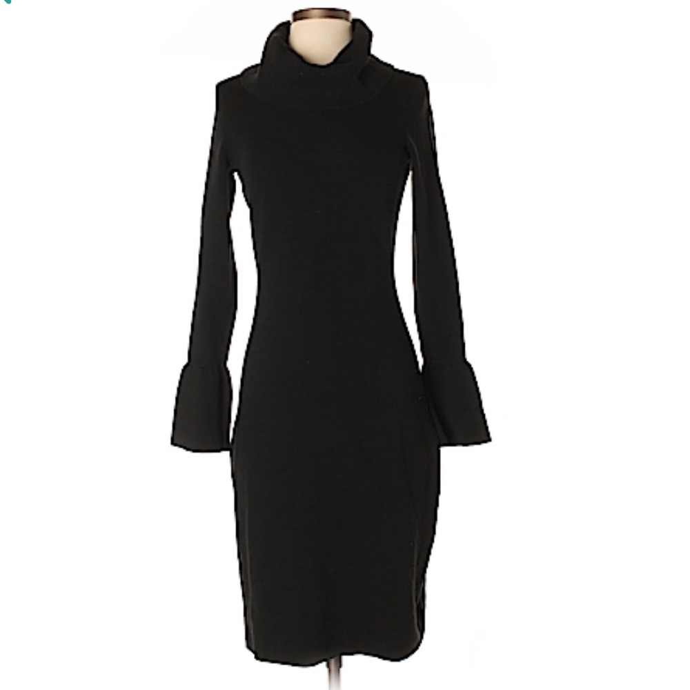 Ann Taylor Black Wool Turtleneck Dress XS
